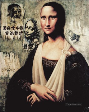 grand faux Mona Lisa 3 texturé Peinture à l'huile